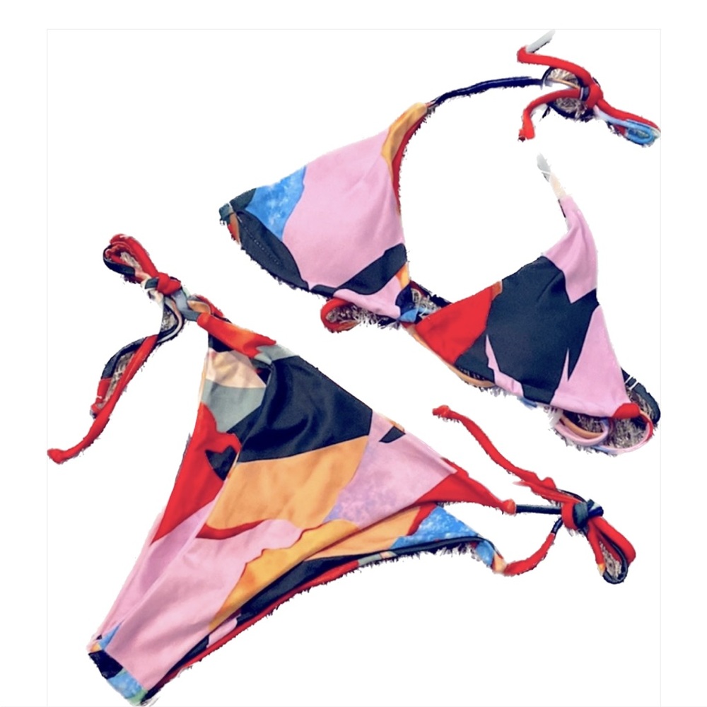 3 Piece String Rectangle Bikini Set X-Large With … - image 1